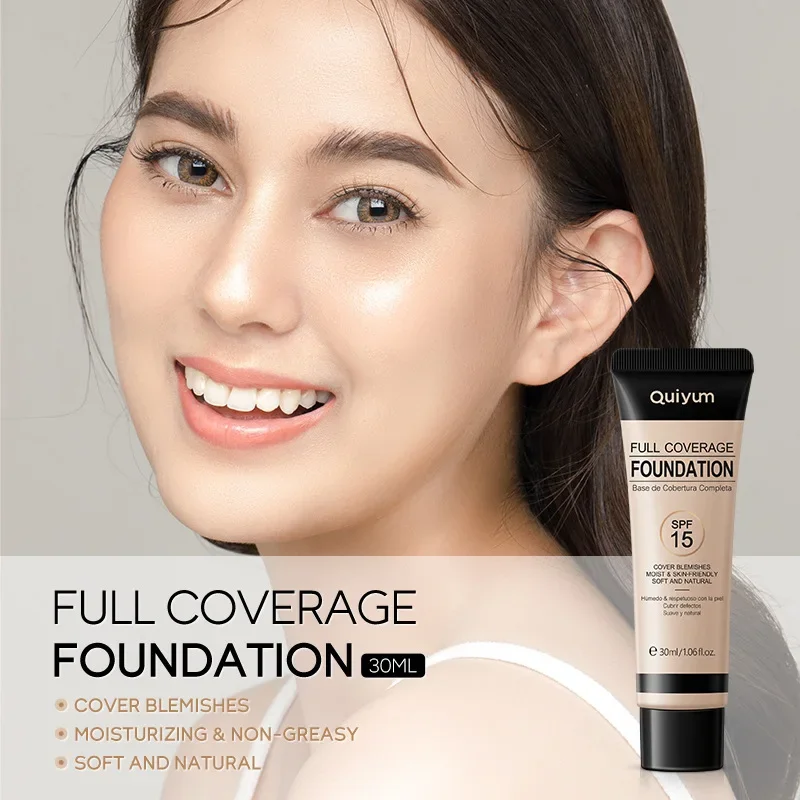 

QUIYUM Makeup Base Face Full Coverage Liquid Foundation BB Cream Concealer Moisturizer Oil-control Waterproof Korean Makeup 30g