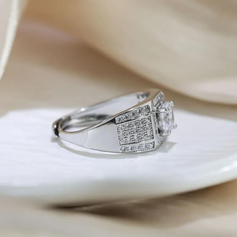 أوروبا والولايات المتحدة عبر الحدود كامل الماس الغجر الرجال خاتم مربع محيط الماس يعيش خاتم الرجال الكبير الساخن سال #3