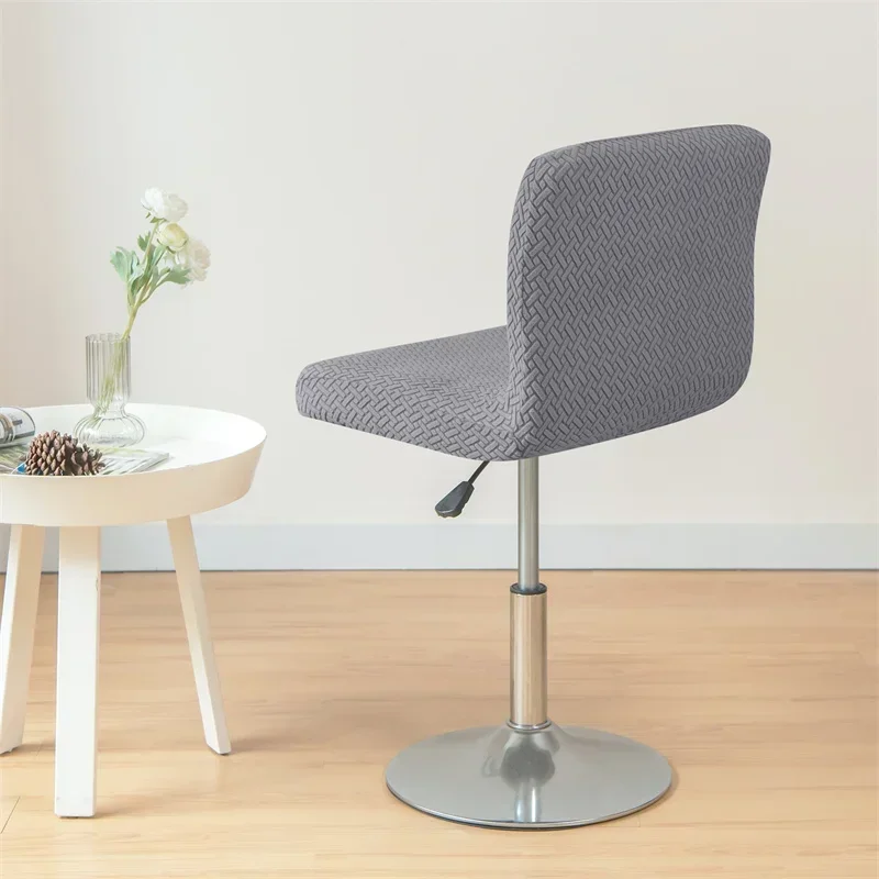 Soild Color Elastic Bar Stool Chair Cover Jacquard Short Back Chairs Covers Dining Room Kitchen Stretch Footstool Seat Slipcover