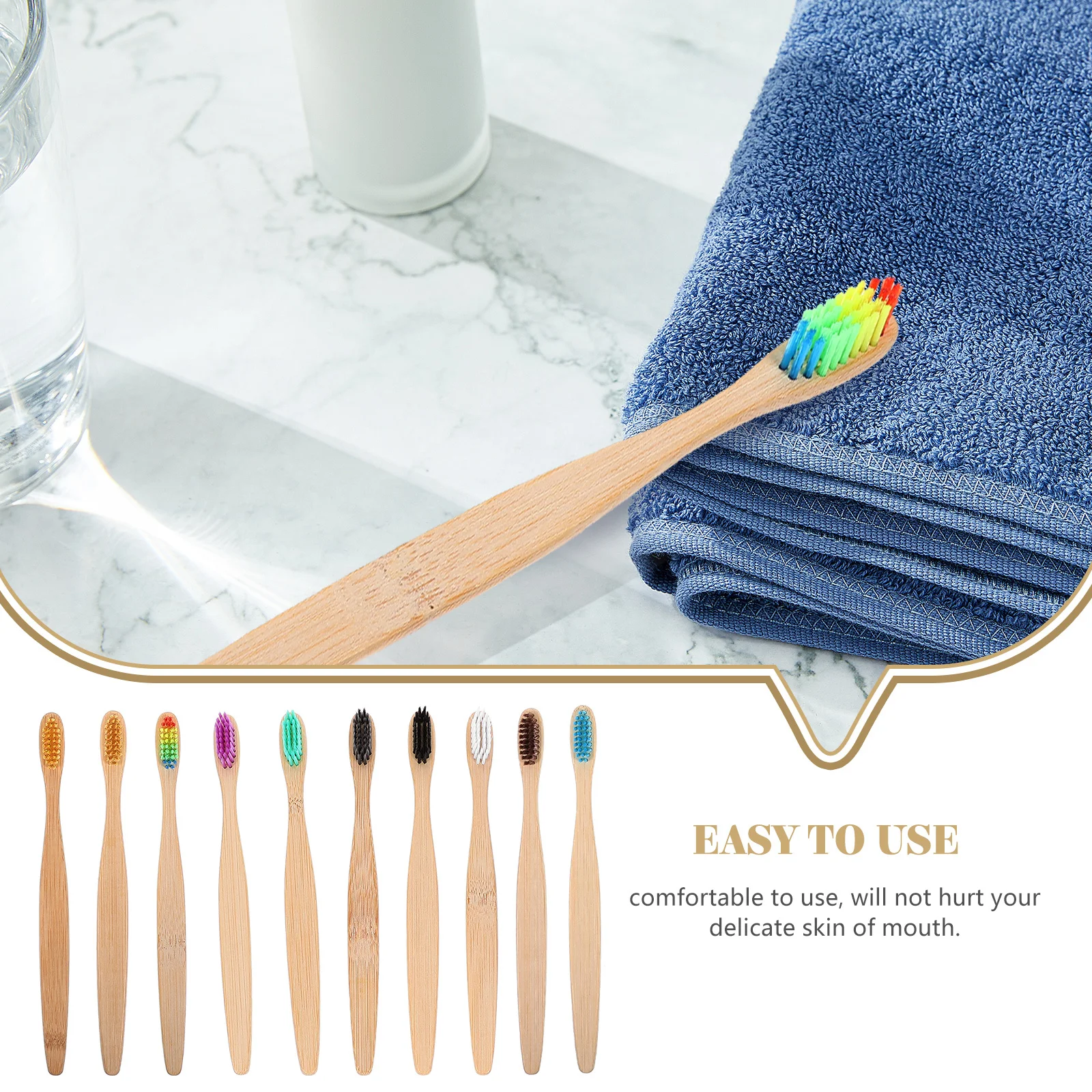 10 قطعة فرشاة أسنان مصنوعة من خشب الخيزران سطح أملس آمنة متينة ضرورة يومية هدية فرشاة أسنان فرشاة أسنان من الخيزران #3