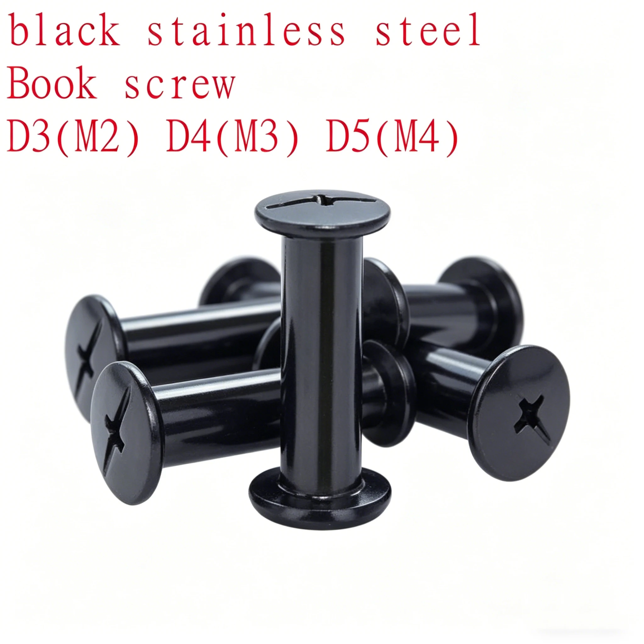 100Pcs Multi Size ∅3 ∅4 ∅5 Black Stainless Steel Chicago Book Screw M2 M3 M4 Picture Album Butt Snap Rivet