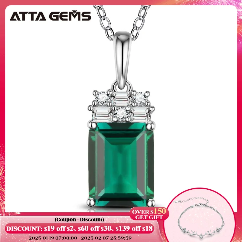 2.0CT VVS1 Emerald Pendant Necklace Octagon Shape Gemstones 925 Sterling Silver Pendant Fashion Women Fine Jewelry with Chain