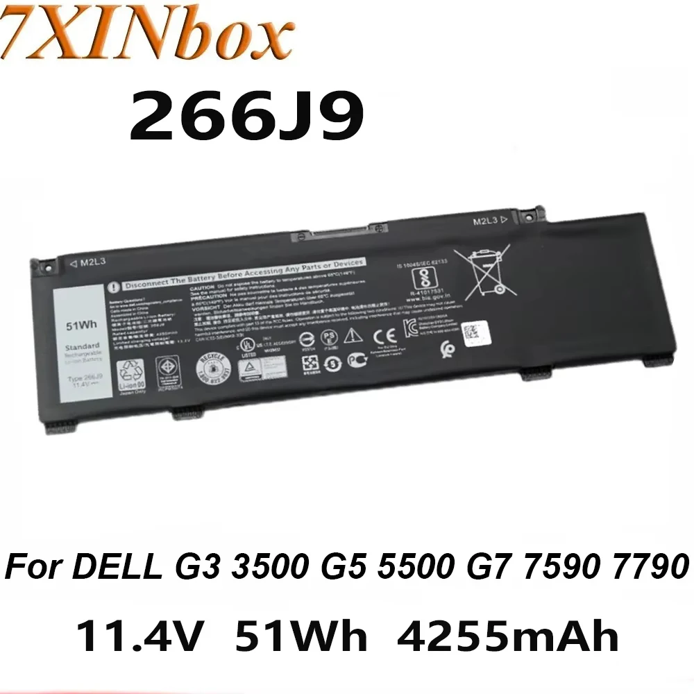7XINbox 266J9 M4GWP 0PN1VN 11.4V 51Wh Laptop Battery For Dell G3 3500 15 3790 3590 G5 15 5500 5587 5590 G7 7590 7790