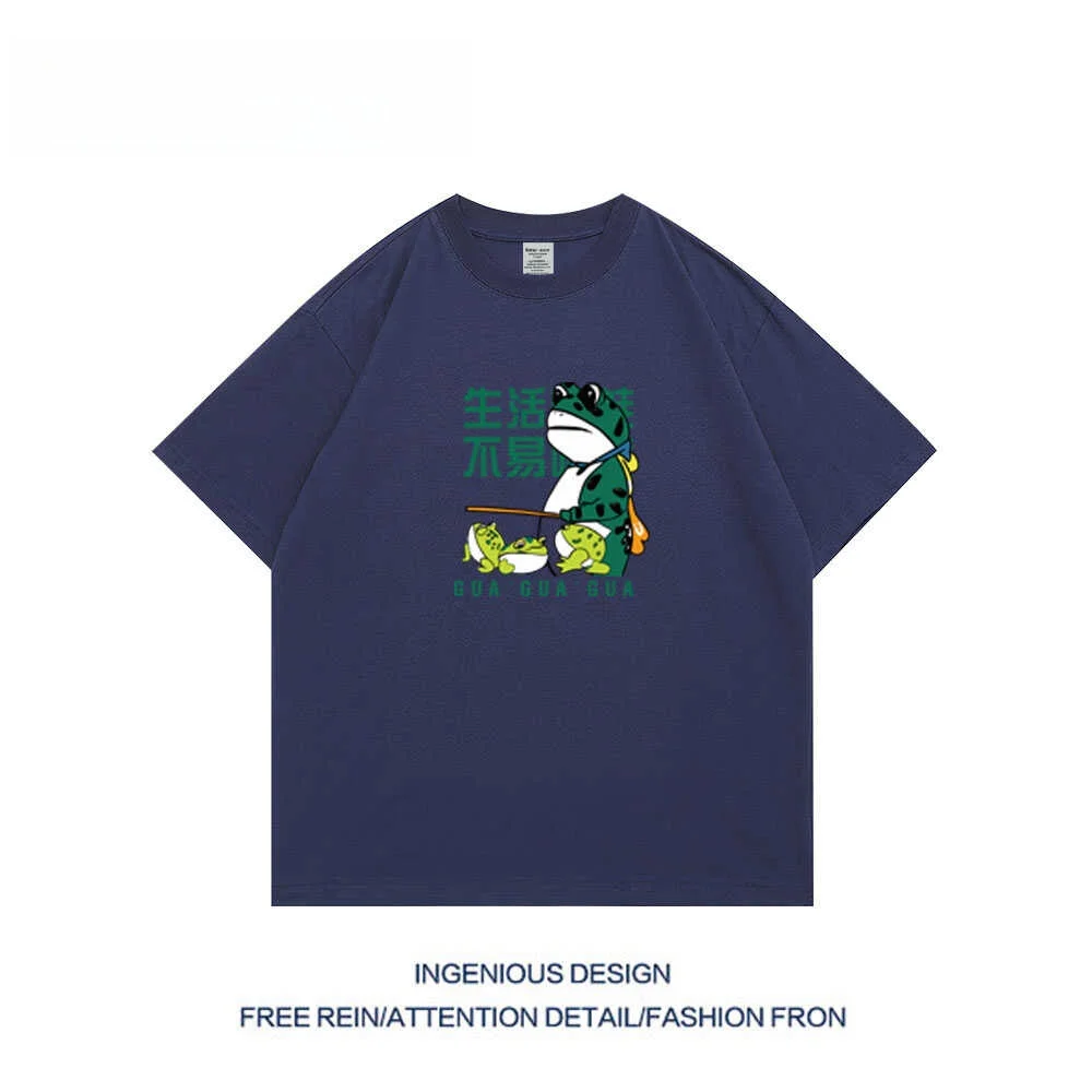 wg-スタジオアメリカンレトロ半袖-tシャツユニセックス夏ハイストリートサンプリントカップル服純綿カジュアルウェア