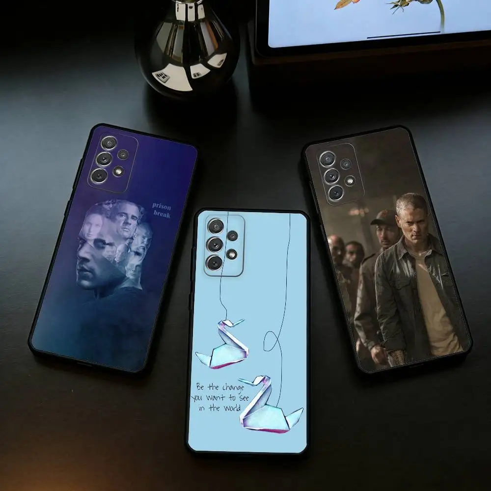 

Movie P-Prison B-Break Soft Silicone Black Cover Phone Case For Samsung Galaxy A73,A72,A71,A70,A53,A52,A51