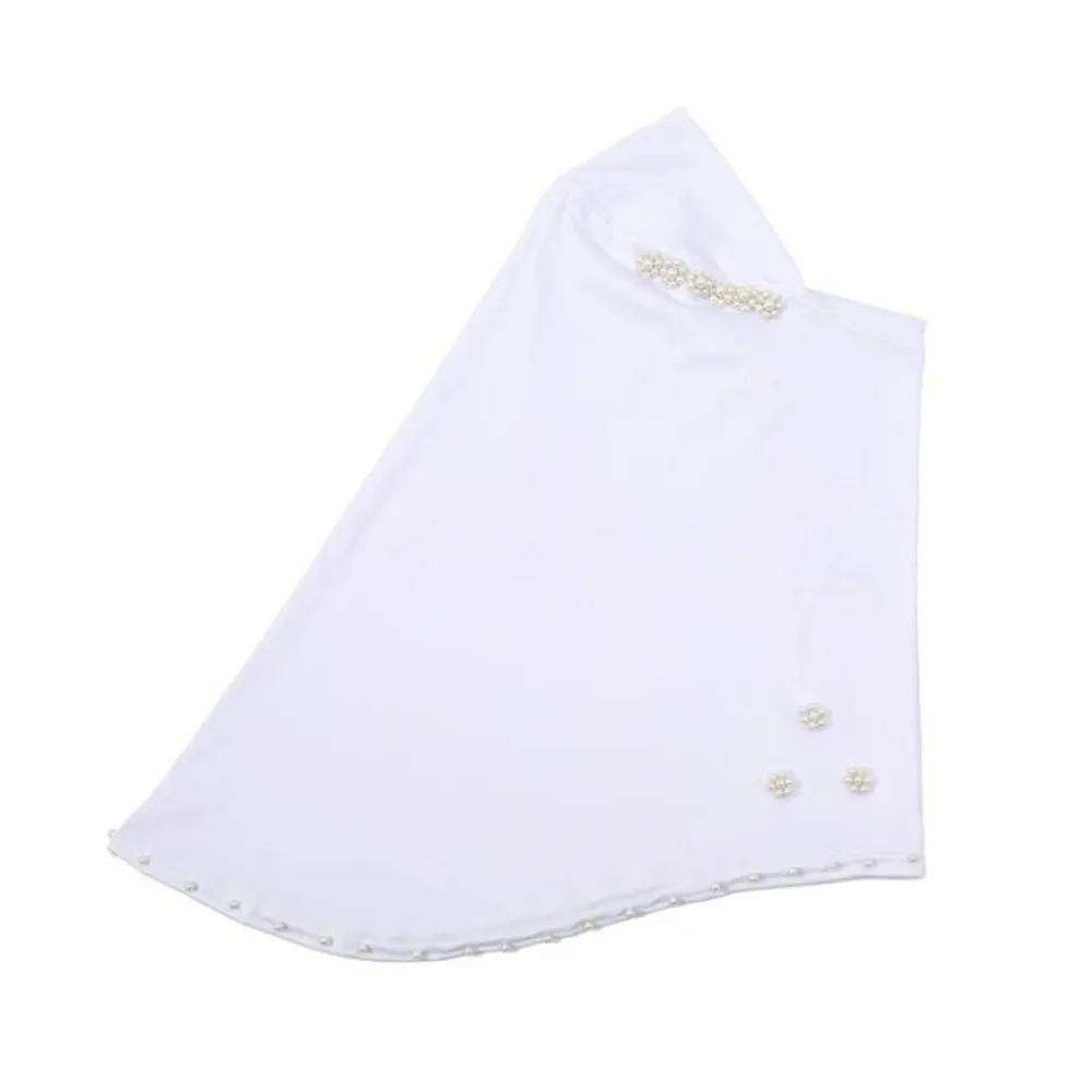 Breathable Imitation Pearl Beads Bonnet Hijab Comfortable Easy Wear Instant Stretch Head Scarf Pearl Flower Solid Color