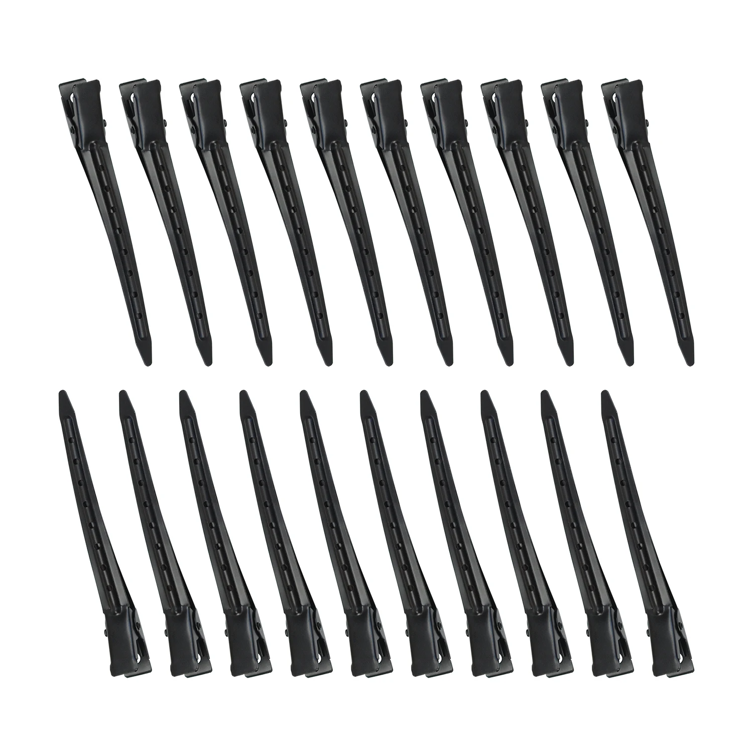 20 Pcs 3.5 Inches Duck Bill Hair Clips Black Metal Alligator Curl Clips with Holes Styling Clips for Salon Hair Extensions