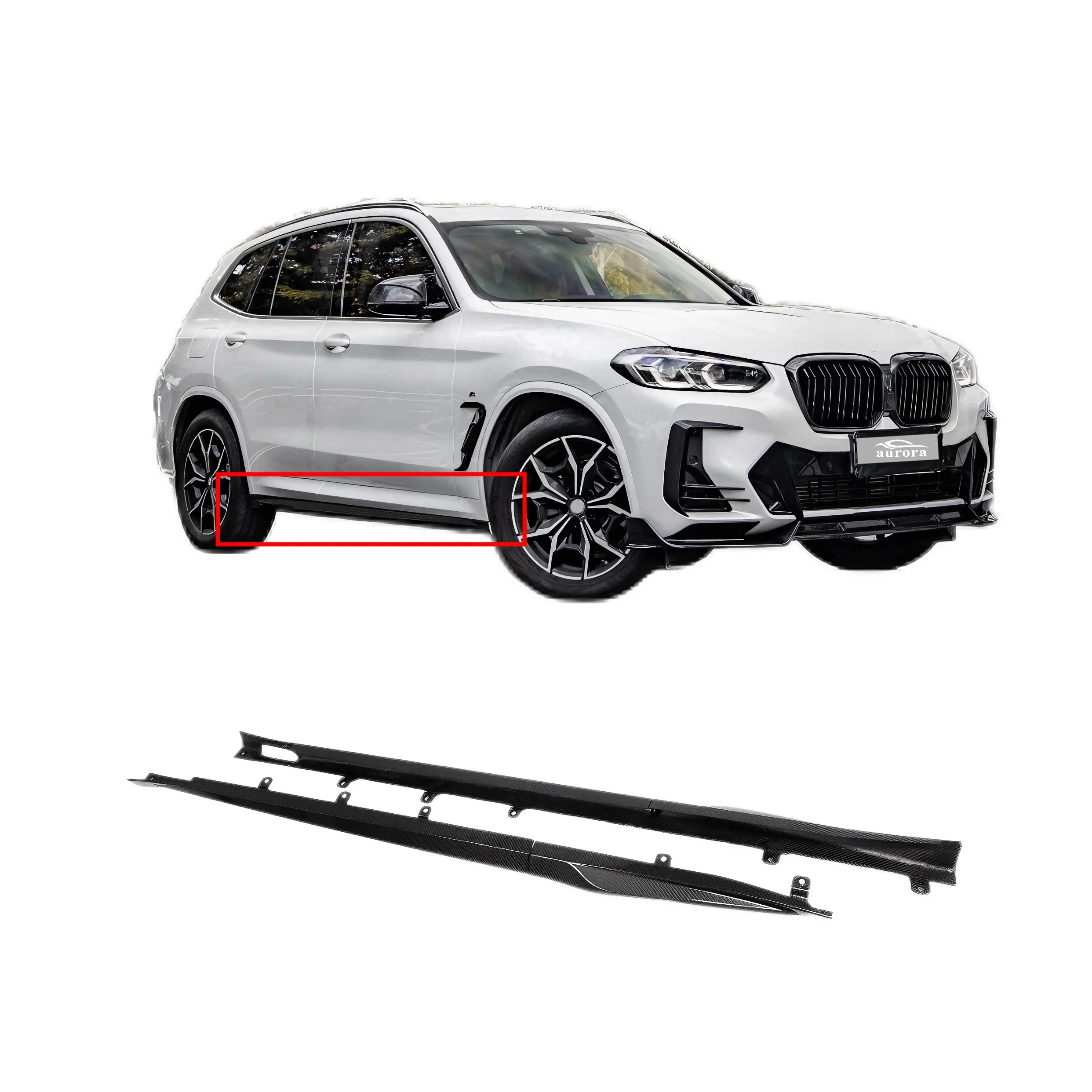 

High Quality Dry Carbon Fiber Body Kit for BMWS F97 X3M LCI 2022+ Side Bumper Dry Carbon Fiber Side Skirt