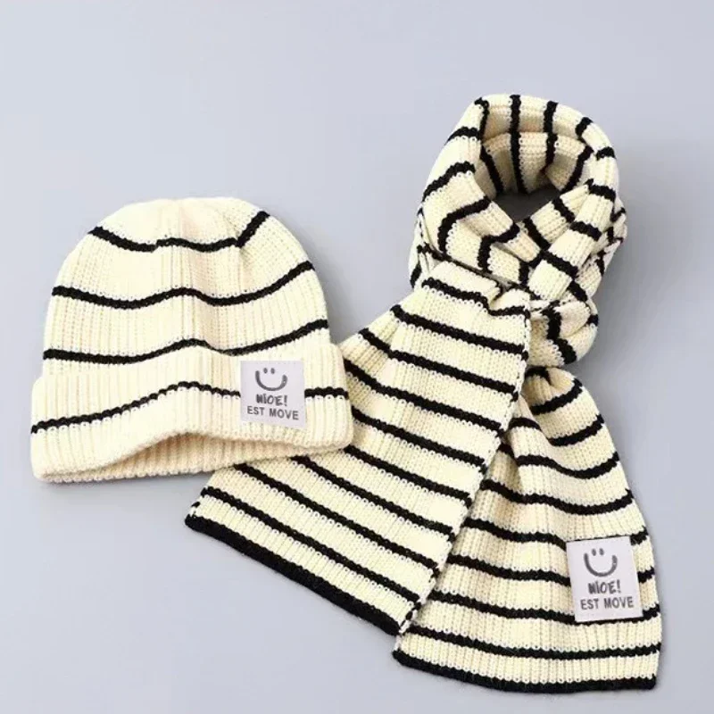 Children's Knit Gloves Hat Scarf 2 Pieces Sets Winter Outdoor Windproof Warm Kids Hats and Caps Muffler for Boy Girl 2-8Y