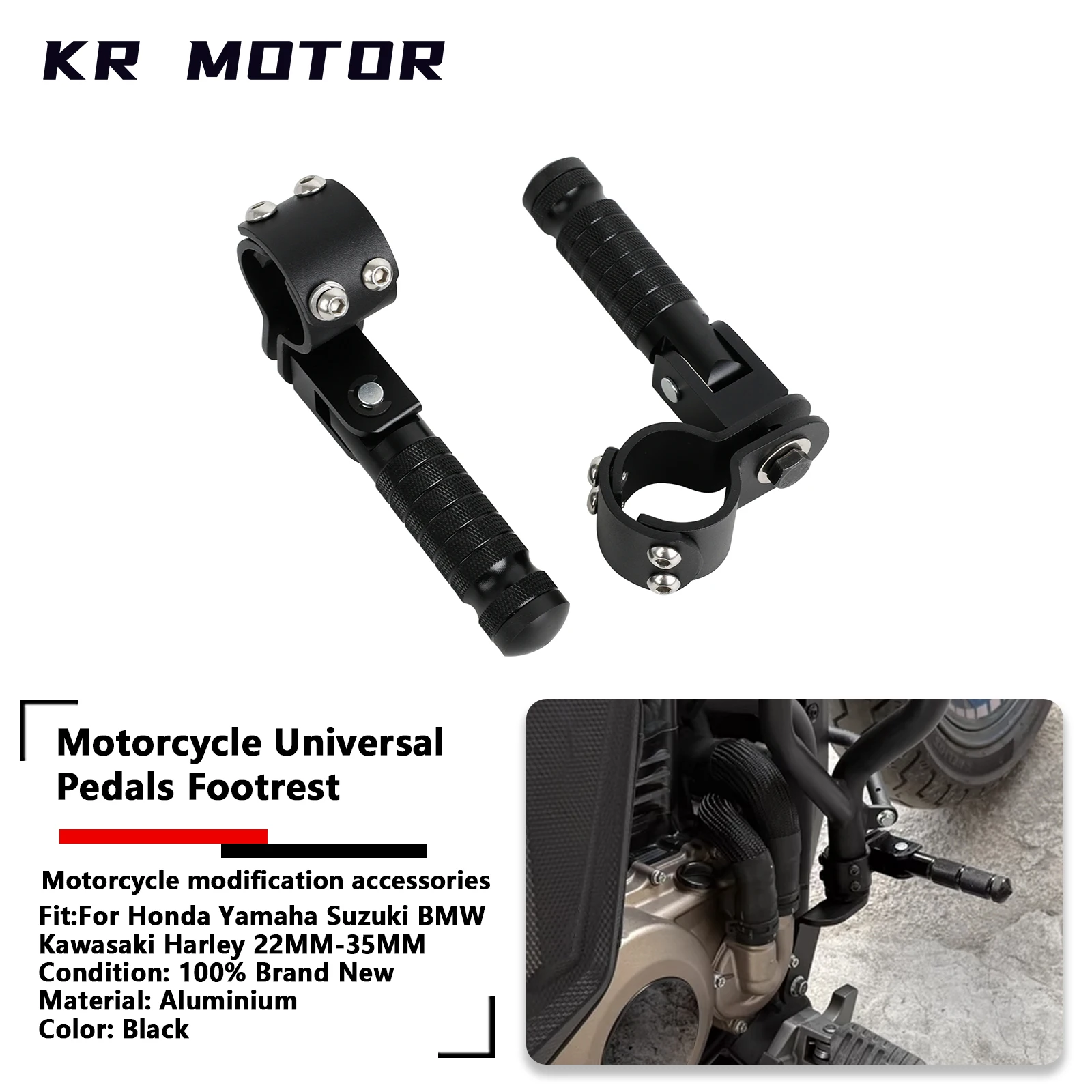 

22MM-35MM Motorcycle Universal Pedals Footrest Motorbike Mopeds Scooters Foldable Footrest Fits For Yamaha Honda Suzuki Kawasaki