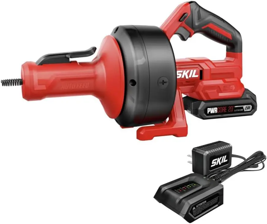 

Беспроводной набор для прочистки канализации с аккумулятором 20В и зарядным устройством, автоматическая подача, очищает канализацию диаметром до 2 дюймов