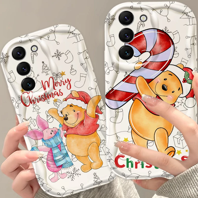 Pooh Bear Christmas For Samsung S24 S23 S21 S20 Ultra Plus FE A73 A72 A71 A51 A31 A05S A05 A04 5G Wave Oil Funda Phone Case