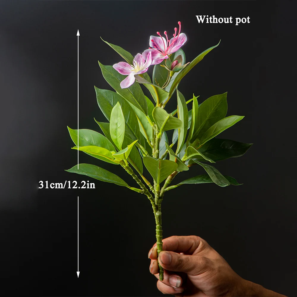 21-40 cm große künstliche Azaleenblüten, künstlicher Ficusbaum, künstliche Magnolienzweige, tropische Kunstbanyanblätter für die Dekoration von Zuhause und Büro – Detail 8