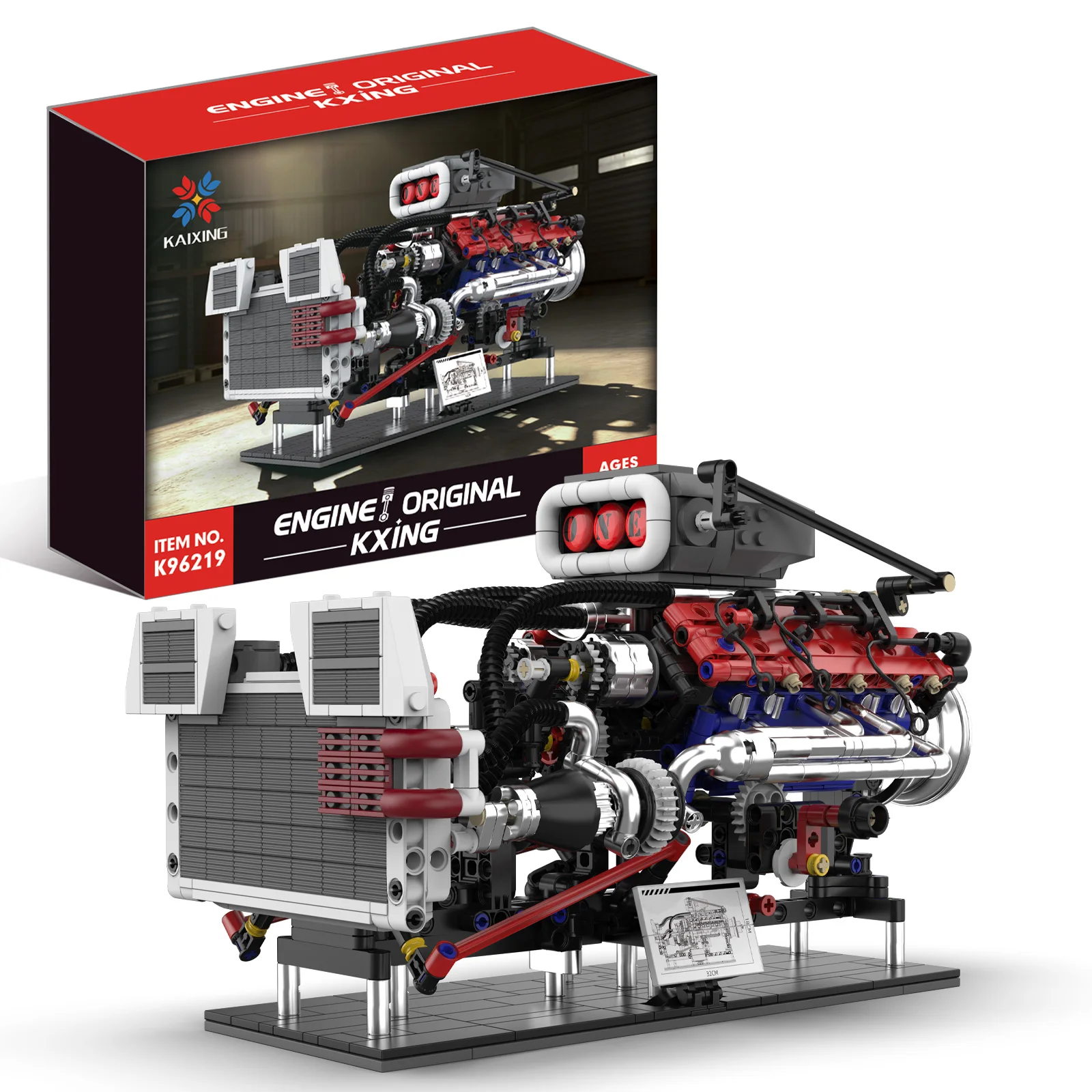 Model Kit V8 Engine - KAIXING Modello di Motore Meccanico Americano