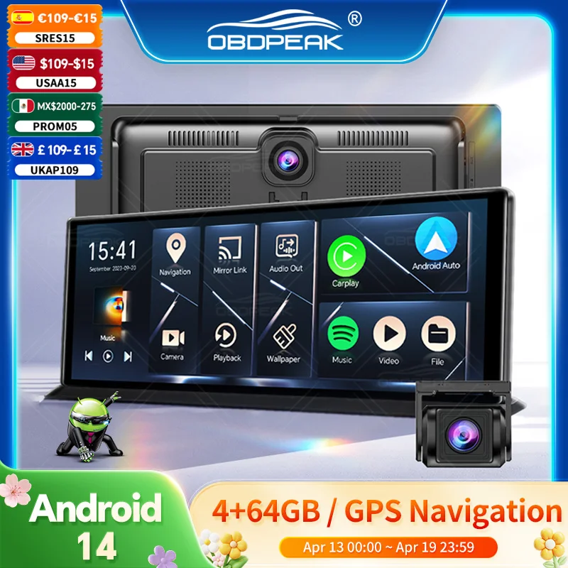 K60 ProリアビューDVR Android 14ダッシュカム ワイヤレスCarPlay