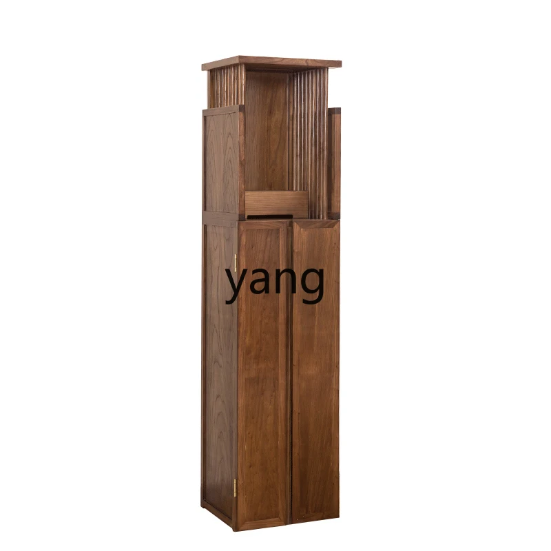 

TGF black walnut casket new Chinese vertical cabinet for table household modern style God of Wealth cabinet