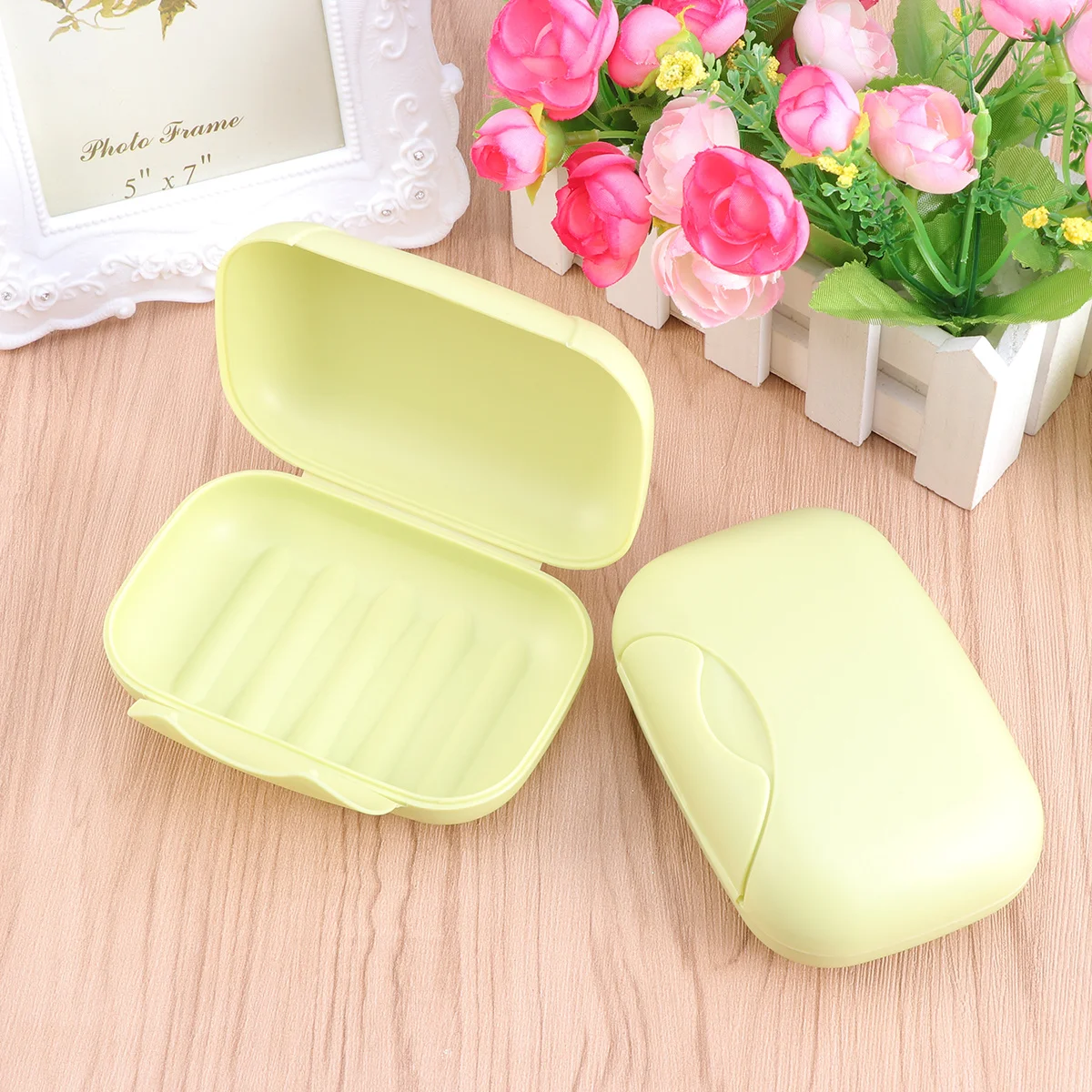 

Creative Portable Soap Dish Container Sealed Travel Case Size L Green Lightweight PP for Home Outdoor Activities