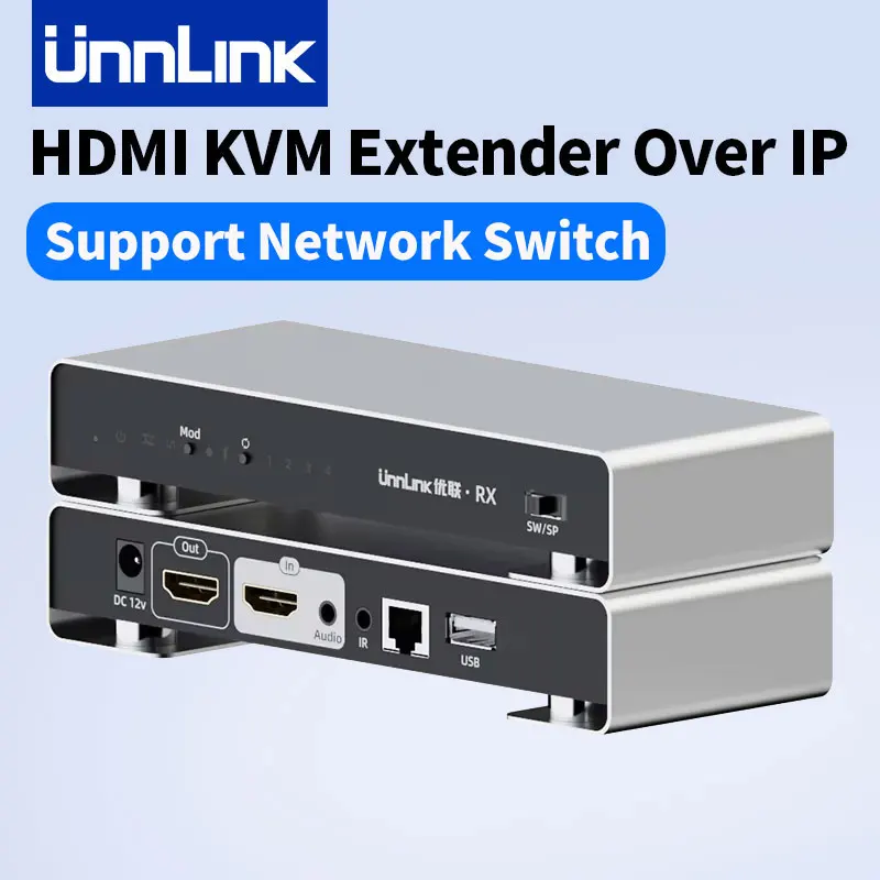 Unnlink 60M HDMI KVM Extender Over IP Supporting Network Switch 1080P 60Hz