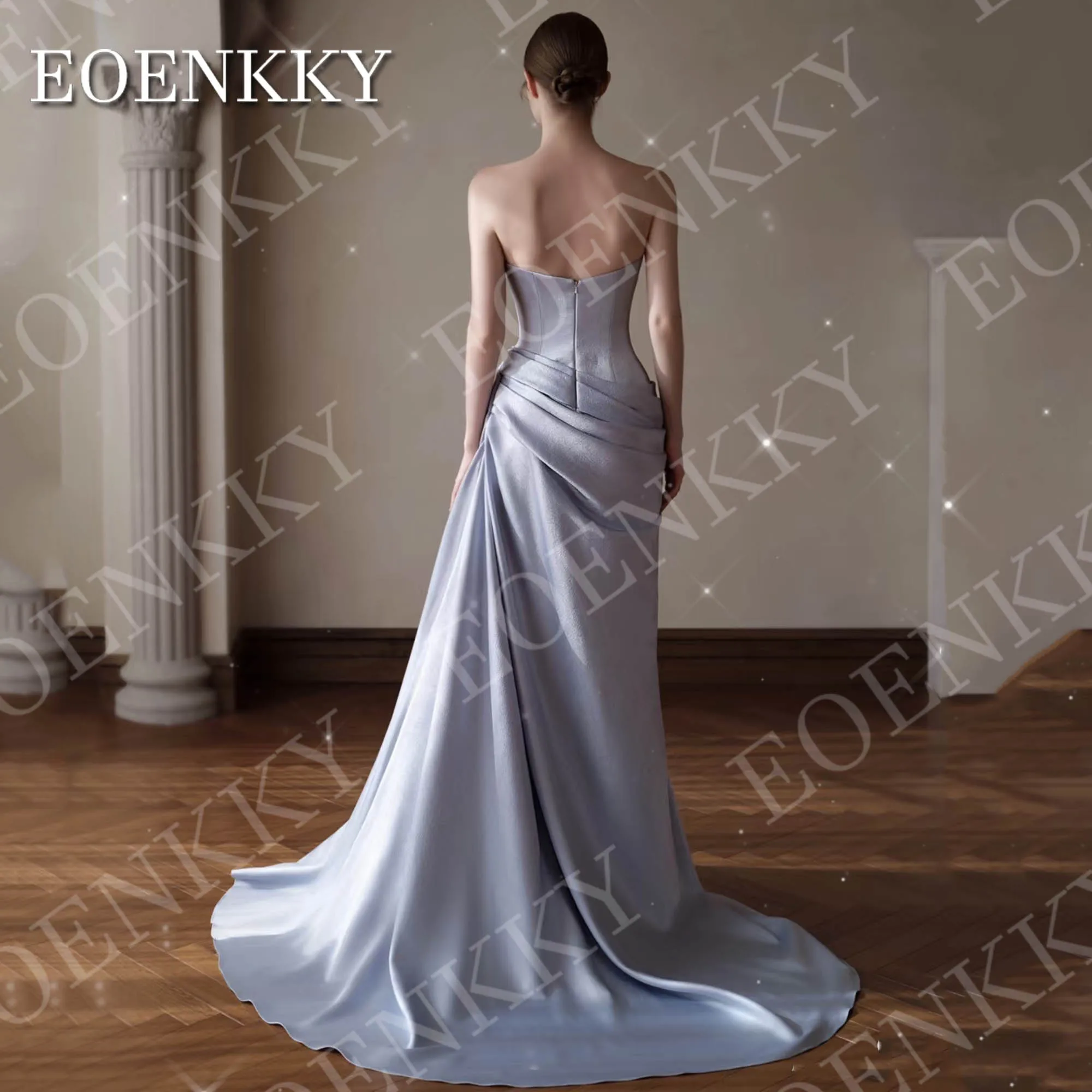 EOENKKY Mermaid ชุดราตรีหรูหราเซ็กซี่ V คอซาตินพรหมชุดพิเศษที่กําหนดเองเกาหลี