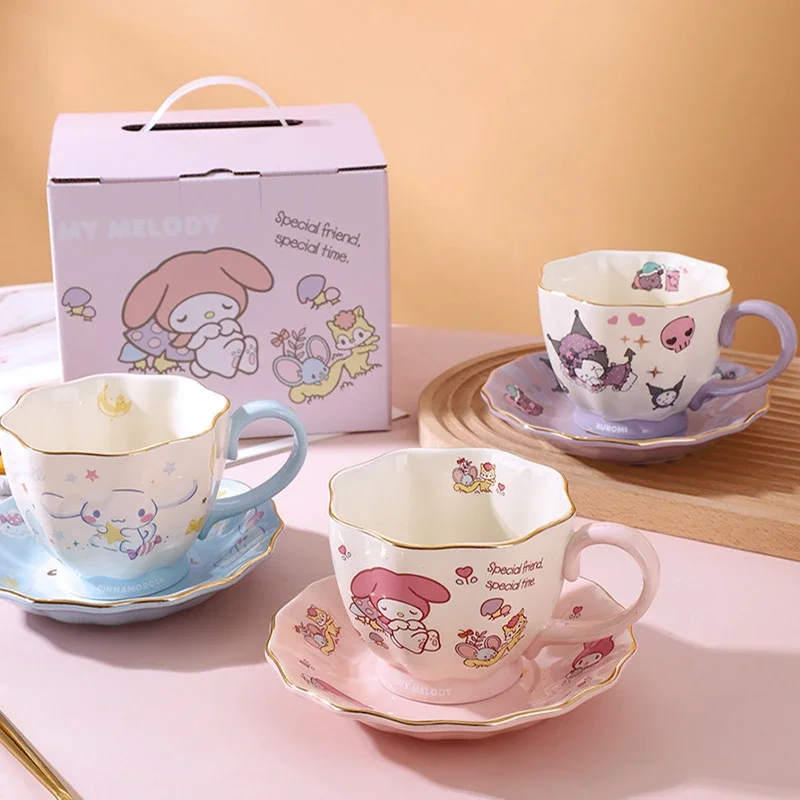 

Sanrio Kawaii Kuromi Ceramic Mug Cup My Melody Cinnamoroll Anime Cartoon Lovely Fashion Exquisite 400ml Coffee Milk Drinking Cup