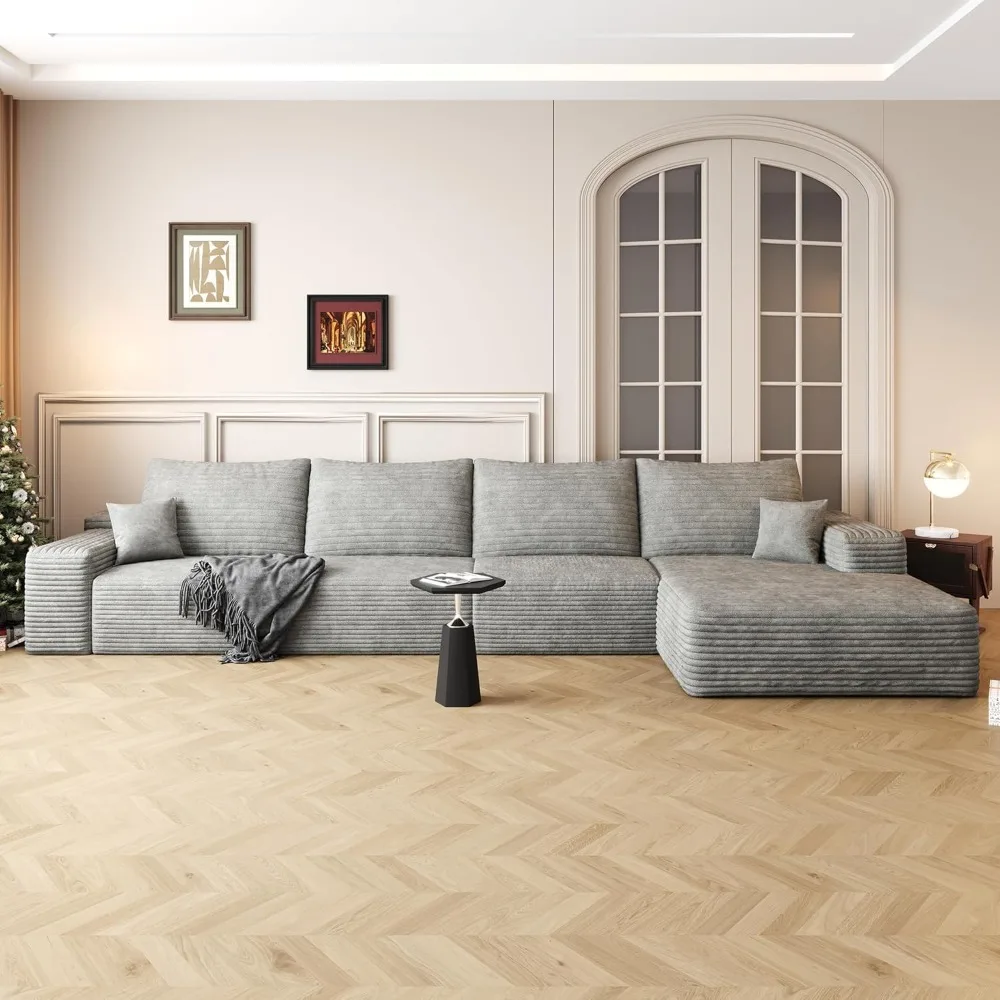 

136" sectional couches for living room modern modular sofa with l-shape couchs upholstered boneless couch deep seat sectional co