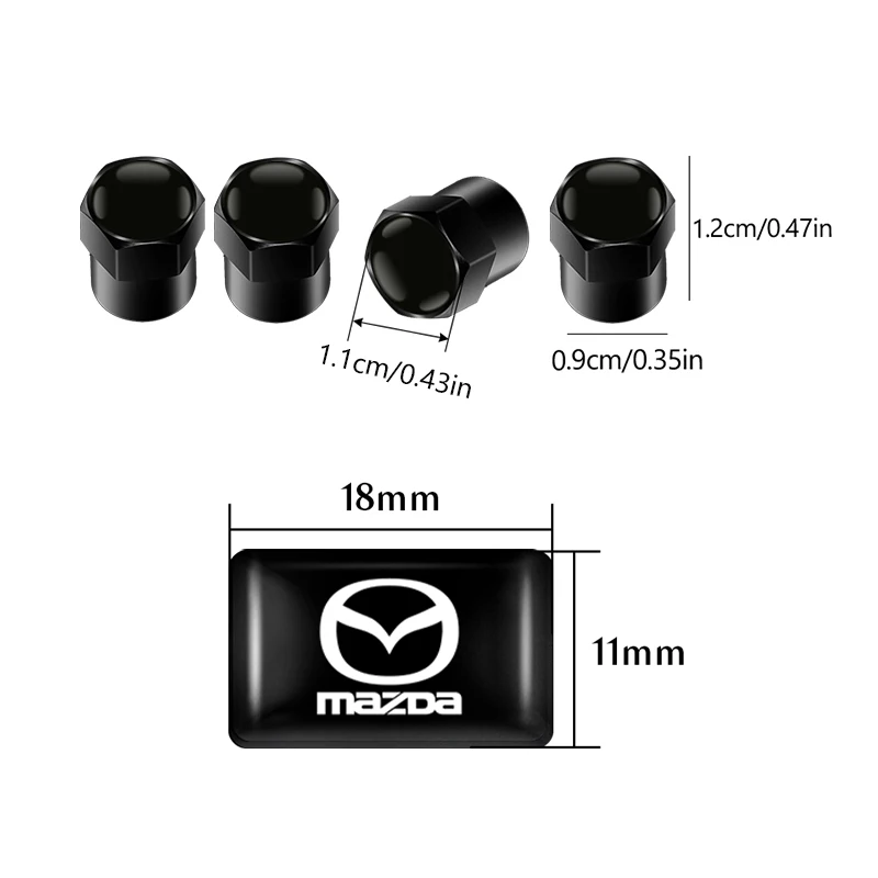 Car Wheel Tire Valve Stem Caps Cover And 3D Epoxy Car Interior Decorative Stickers For Mazda 2 3 5 Axela CX-5 CX-3 Atenza MS 323