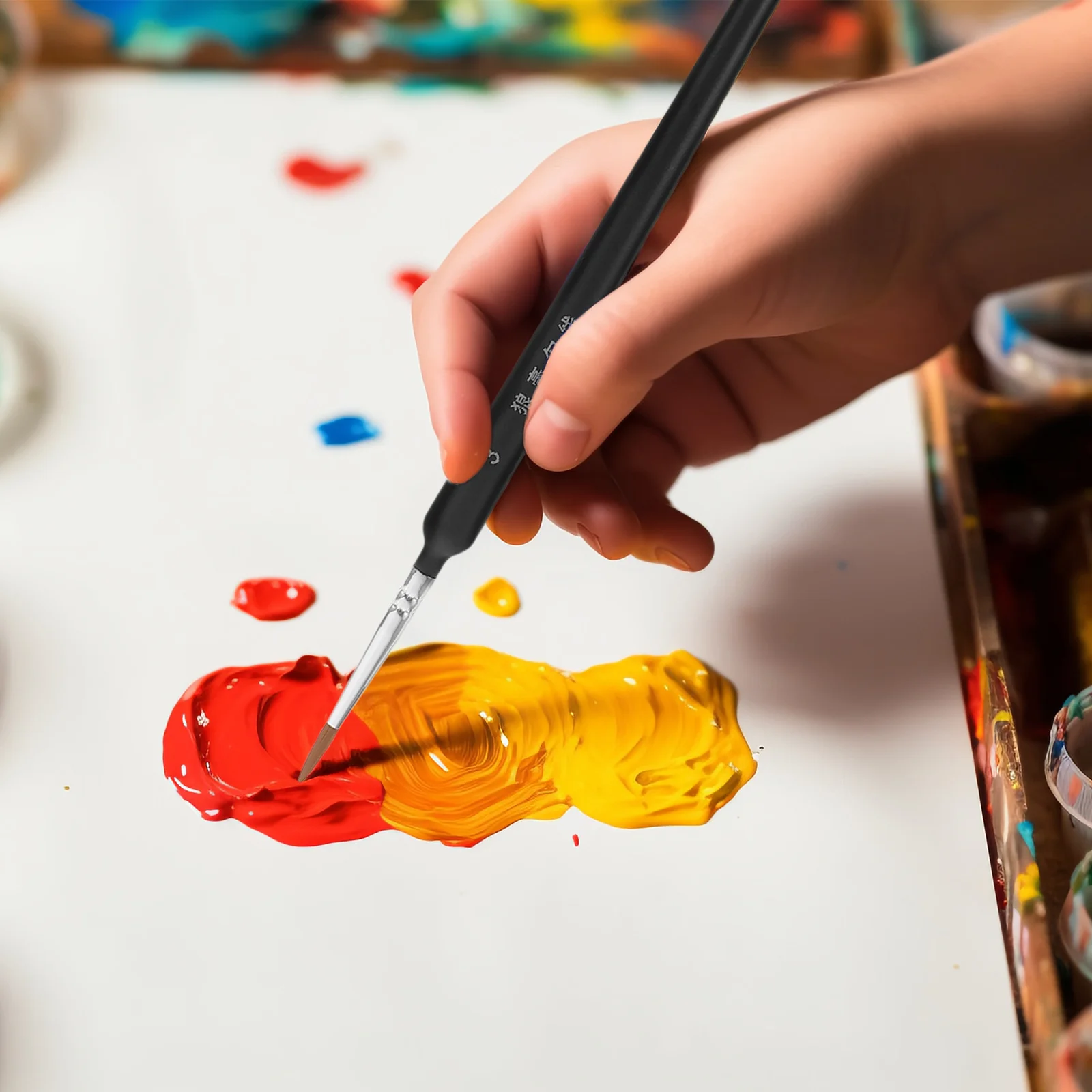 5 قطعة مجموعة فرشاة طلاء تفاصيل شعر الذئب التحكم السلس طرف رفيع للفنانين المبتدئين 000 00 0 1 3 فرشاة طلاء التفاصيل