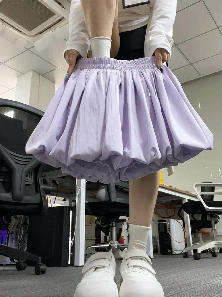 

Purple Bloom ort Skirt Women's Summer Anti-Lap Slip Pumpkin Flared High Waist Slimming A-Line f Body Skirt Pants