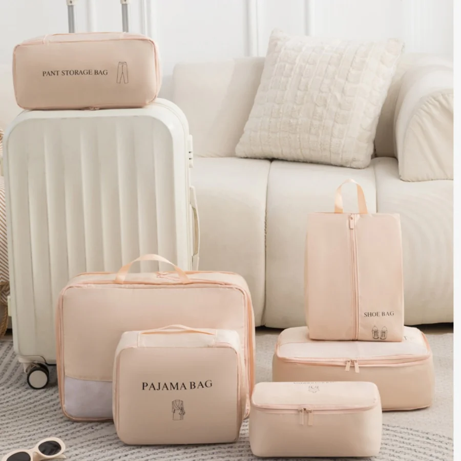 The High-Quality Satin Storage Set of 6 Pieces Is the Ultimate Choice for Travel Storage. 6 Different Sizes Are Precisely Matched, Allowing for the Separate Storage of Trousers, Pajamas, Underwear, Shoes, Etc., with Breathable Mesh for Visibility and Effective Separation to Avoid Clutter. Easily Save Space in Your Suitcase, Whether You'Re on Business Trips, Long-Distance Travel, or Moving and Storing Items, Keeping Your Luggage Neat and Organized.