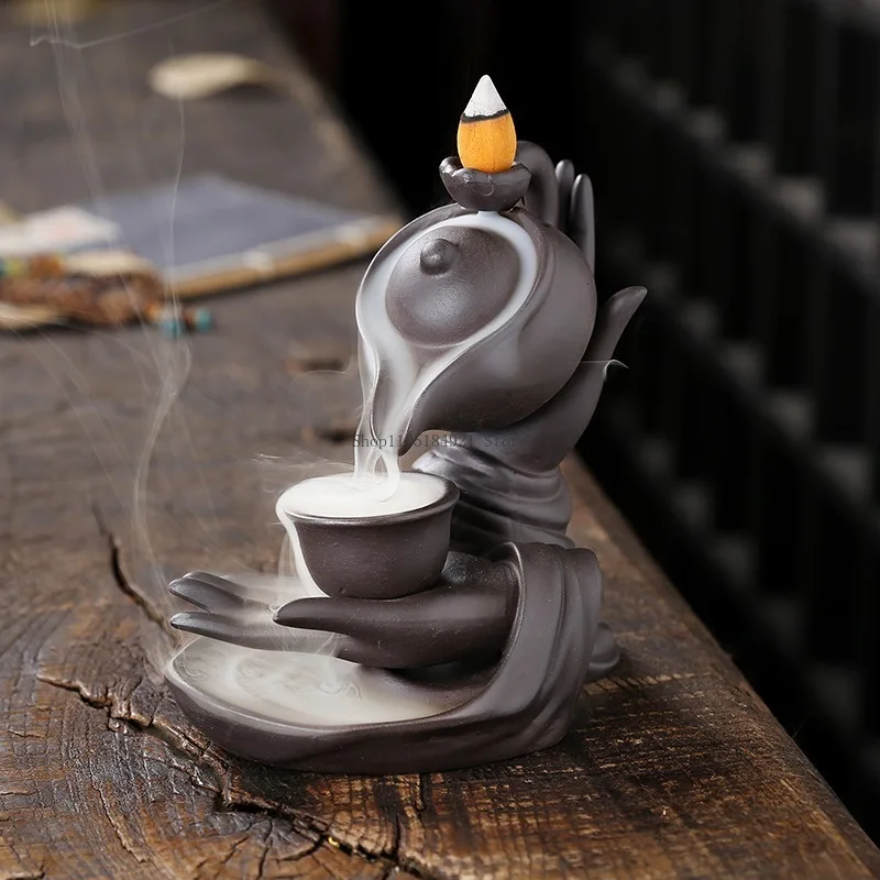 Buddha Hand Hanging Pot Backflow Incense Burner Creative Chinese Zen Incense Lore Ornament Smoke Viewing Aromatherapy Stove