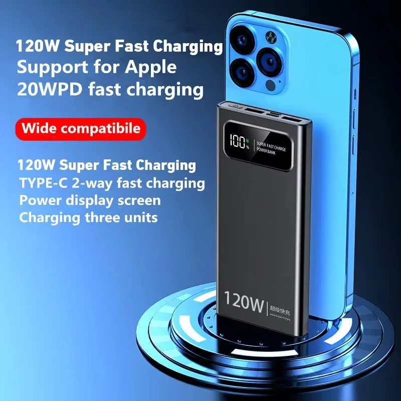 10000mAh 20000mAh Power Bank 120W Super Fast Charger For iPhone For Samsung For Xiaomi Mobile Power Portable External Battery