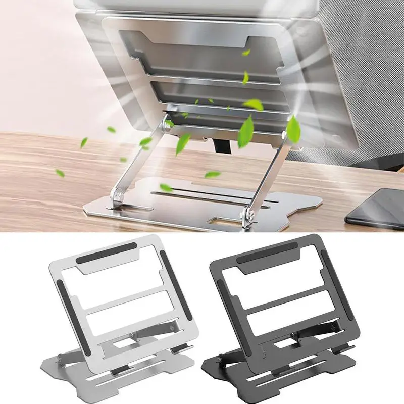 Laptop Stand Portable Foldable Laptop Riser Adjustable Height Sturdy Steel Laptop Stand For Women Men Ergonomic Computer Holder