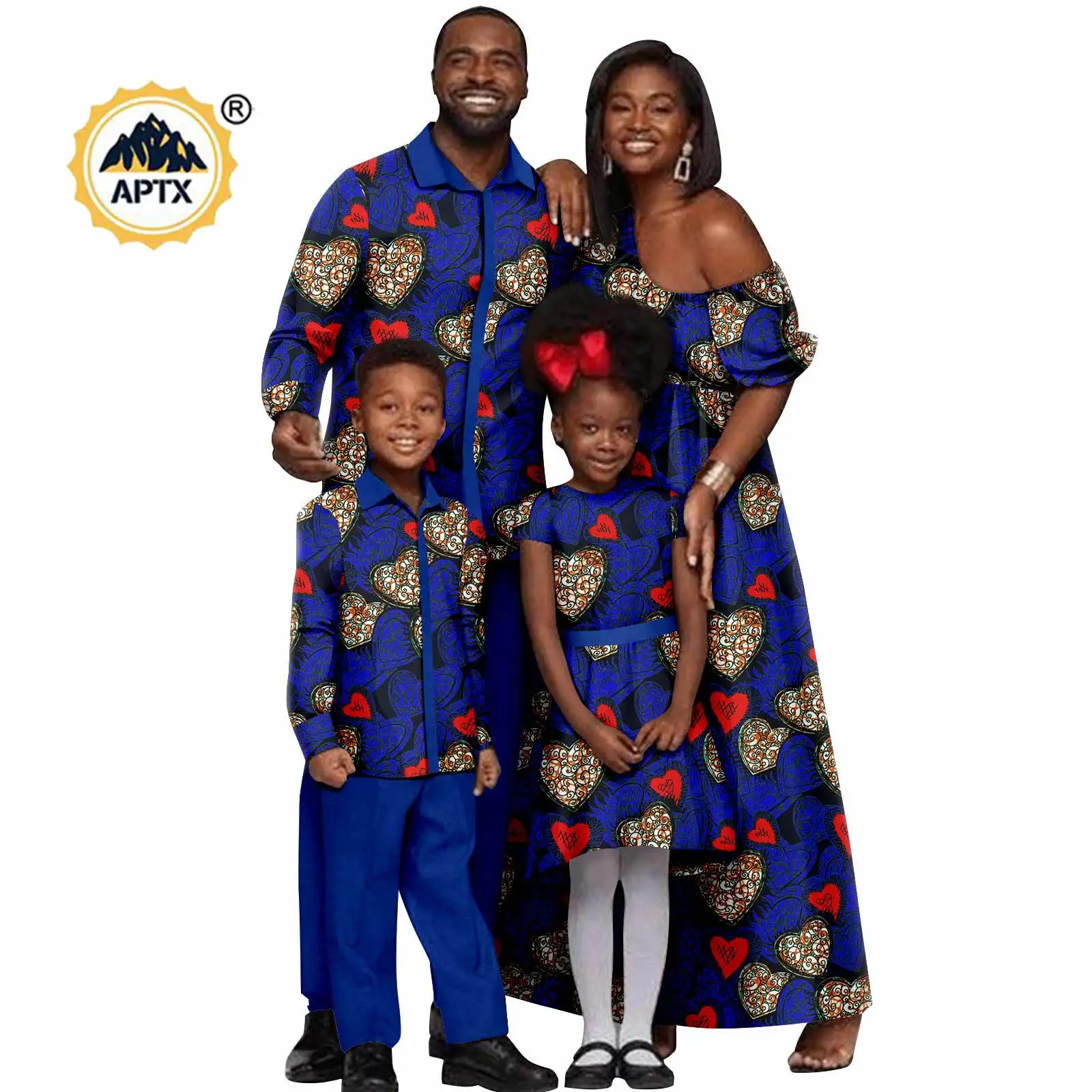 

African Family Clothes Dashiki Women Girl Long Dresses Matching Men Outfits Dashiki Kids Boy Top and Pant Sets Party Wear 24F017