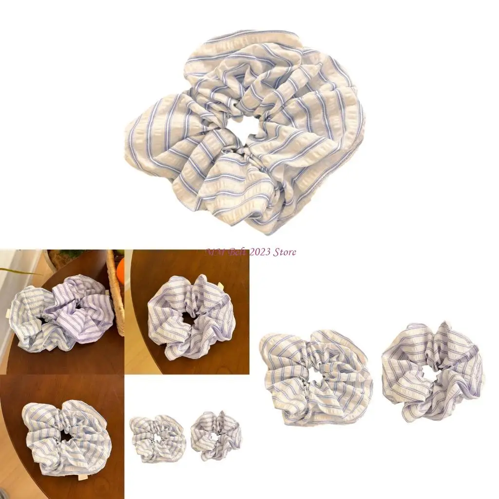 

49ME Striped Hair Scrunchies Elastic Hairtie For Women Girl Soft Stretchy Hair Circles Korean Styles Fashion Head Accessories