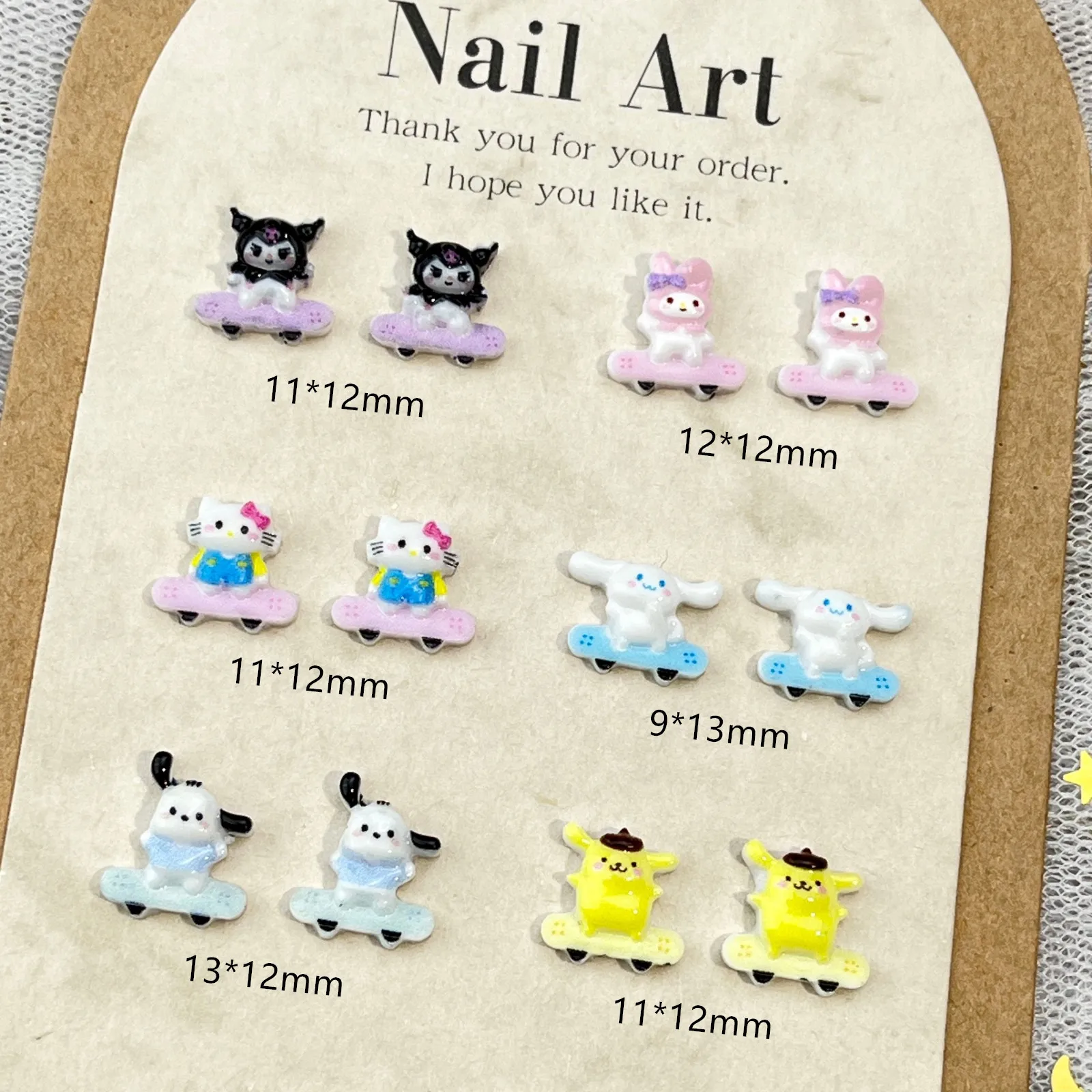 50개 매력적인 3D 만화 네일 아트 장식 - DIY 귀여운 쿠로미 & 헬로 키티 프레스온 네일 참 멋진 매니큐어용