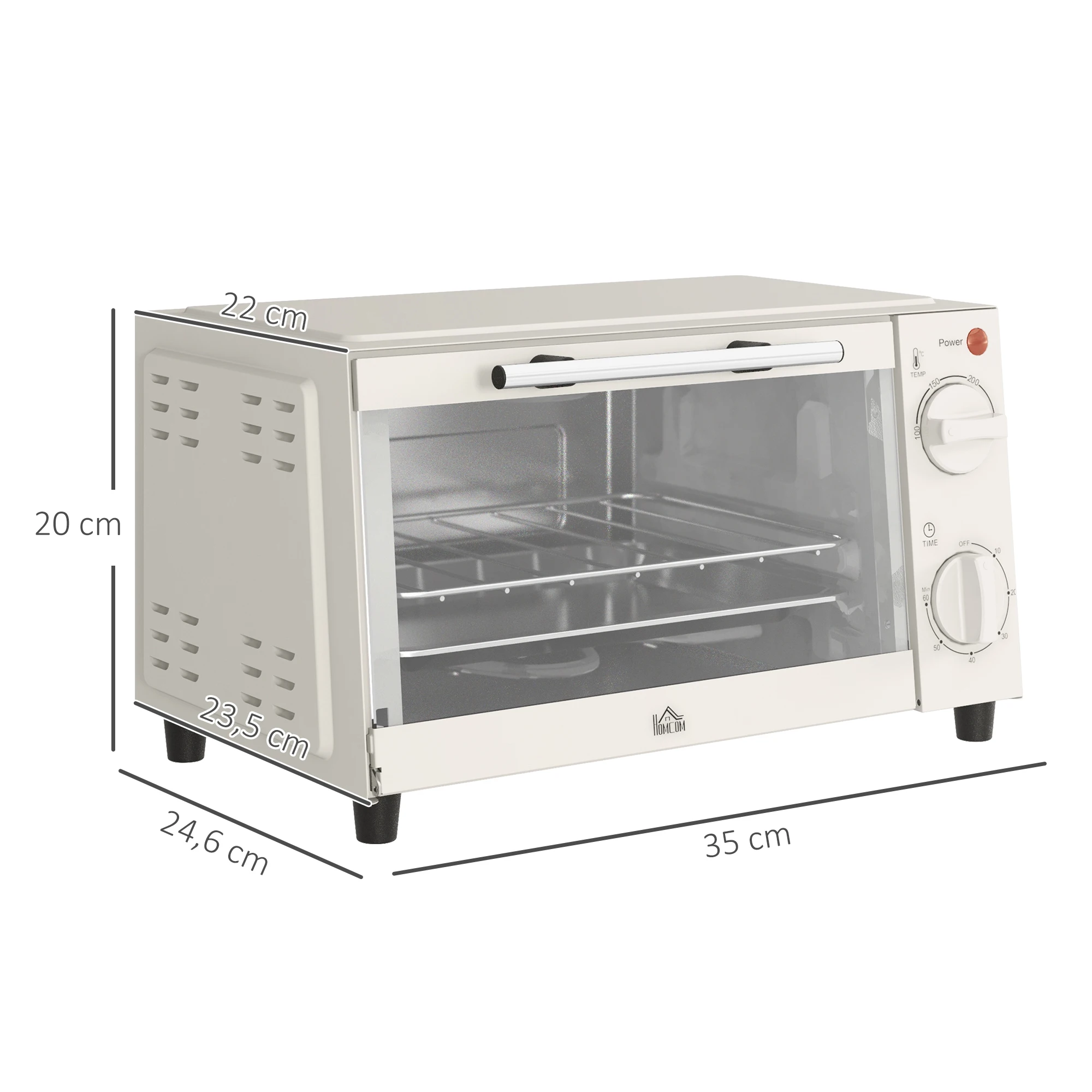 Image 4: Homcom Mini Four 9L Mini Four avec plateau de cuisson, Grille Grill, 100 °   C-230 °   C Acier inoxydable