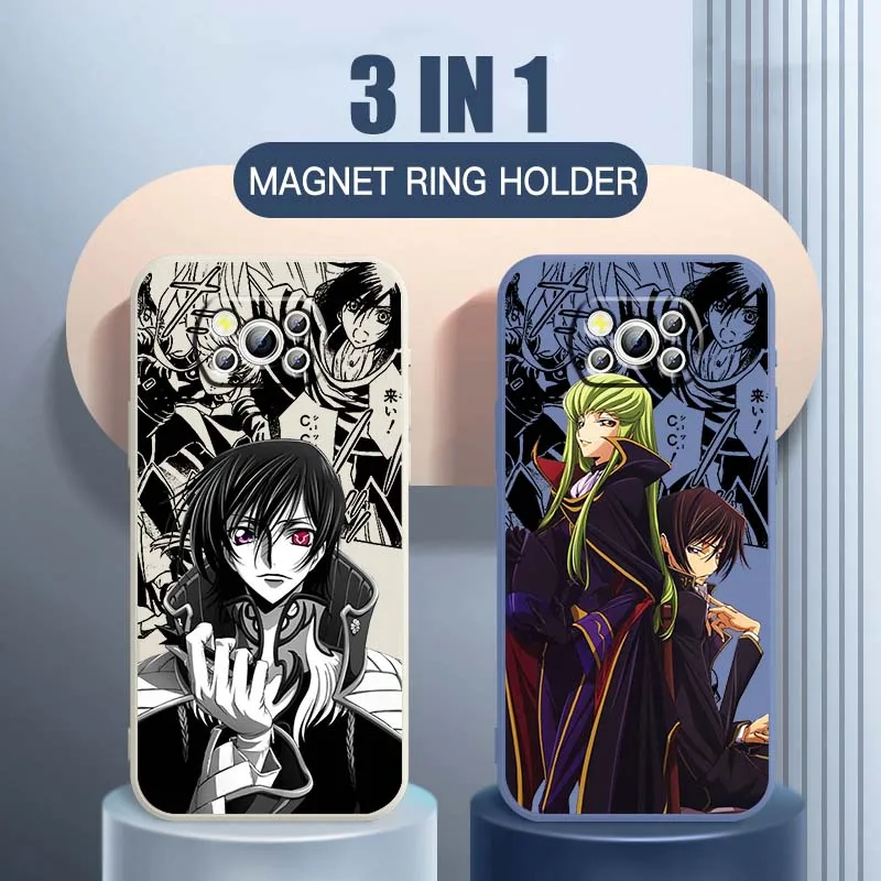 ファッショナブルなコードギアスアニメスマホケース Xiaomi Mi Poco X3 X4 X5 X6 M4 M5 M6 F4 F5 F3 GT Pro 5G対応 液体状左ロープカバー