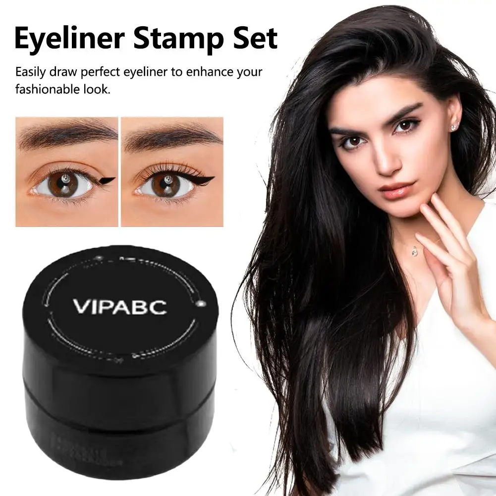 Wasserdicht Einfache Eyeliner Stempel Langlebige doppelseitige Wimpern Vorlage Mit Tinte Paste Schwarz Eye Liner Stempel Für Beginn E1l7