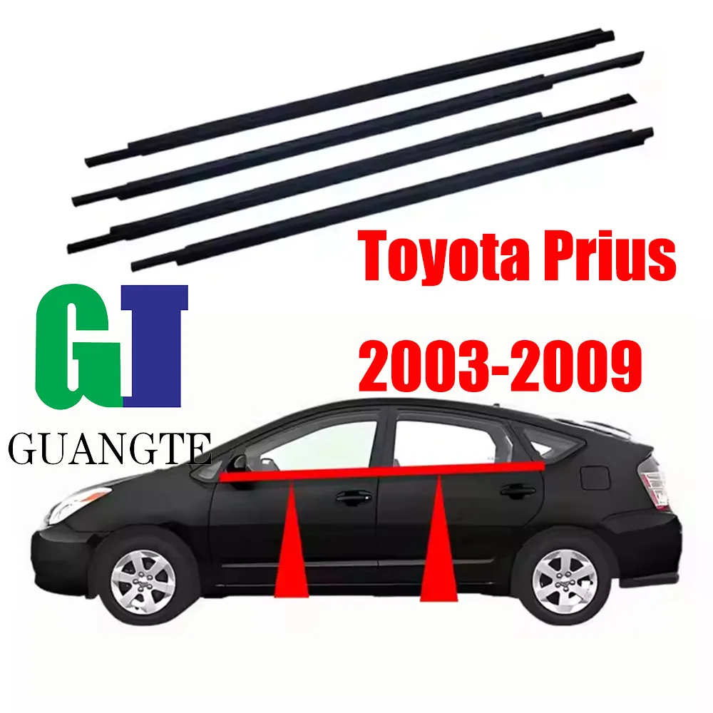 

4PCS Black Car rubber Weatherstrip Glass Window Molding Trim Seal Belt Compatible with Toyota Prius 2003-2009 OEM 75710-47010