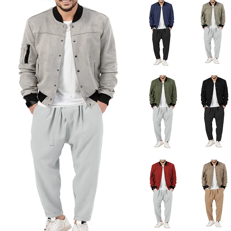 

2025 Men Two Piece Set Spring Autumn Jacket Pants Streetwear Casual Outfit Fashion Tracksuit Hoodie Top Clothing