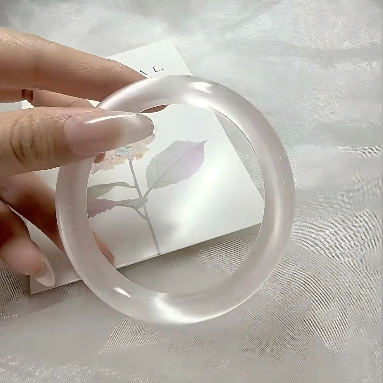 ضوء القمر الأبيض ارتفاع الجليد شفافة اليشم سوار سوار عين القط الجليد #4