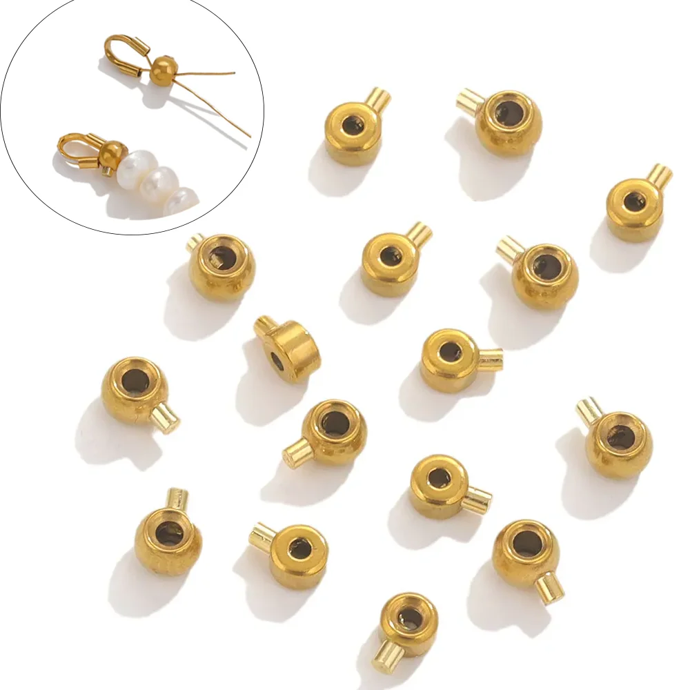 

20pcs Stainless Steel Positioning Stopper Spacers Crimp End Beads For Jewelry Making DIY Crimp Snap Bracelet End Clip Clasps