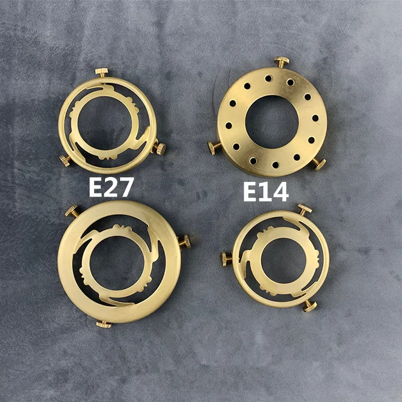 100% Brass Three Holes Ring E27 E14 Screw Lampshade Fixed Ring Holder Shade and Socket Connecter Fixed Copper Lamp Accessories