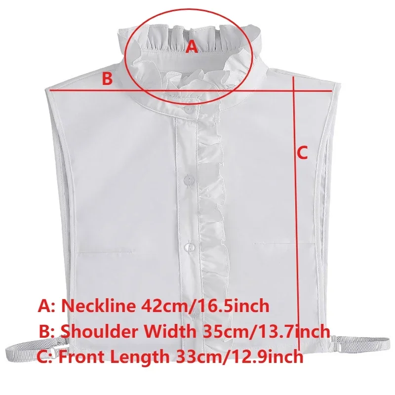 여성용 쉬폰 화이트 스탠드 셔츠 가짜 칼라 장식 탈부착 가능한 반 셔츠 탈부착 가능한 칼라 스웨터 장식용