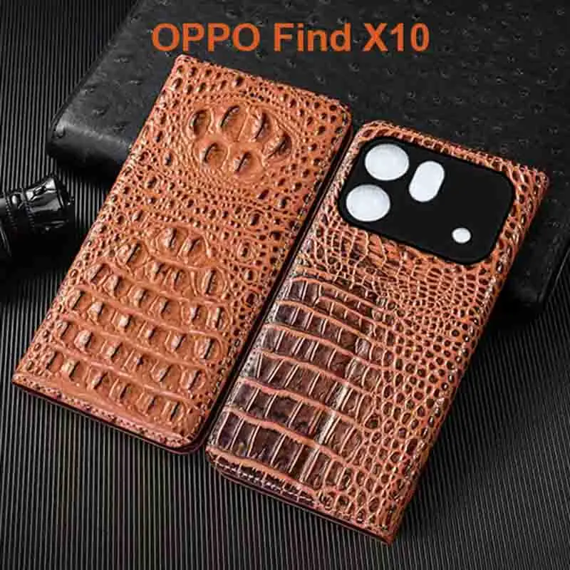 Crocodile Claw Genuine Leather Flip Case For OPPO Find X10 Pro Max Phone Cover Card Cases Scratch Proof