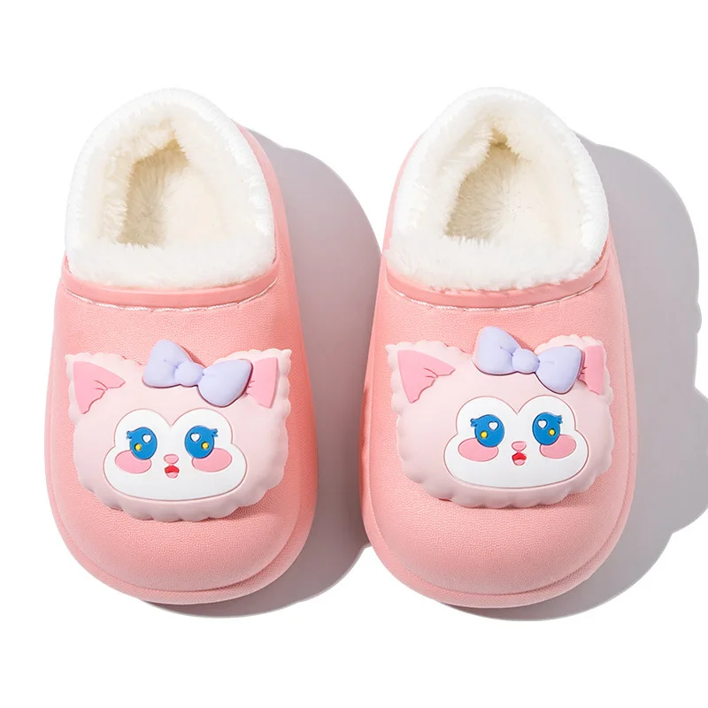 Winter Kid Baby Boy Girl Slippers Newborn Cartoon Bear Non-slip Home Indoors Shoes Thick Warm Children Plus Fleece Shoes Slipper