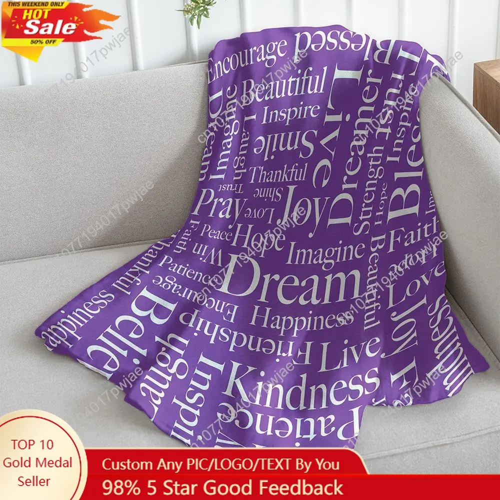 

Inspiring Words Purple Super Soft Throw Blanket - 50x60 Throw Blanket for Bedroom, Living Room, Spring Time, Holidays, Kids, Bab