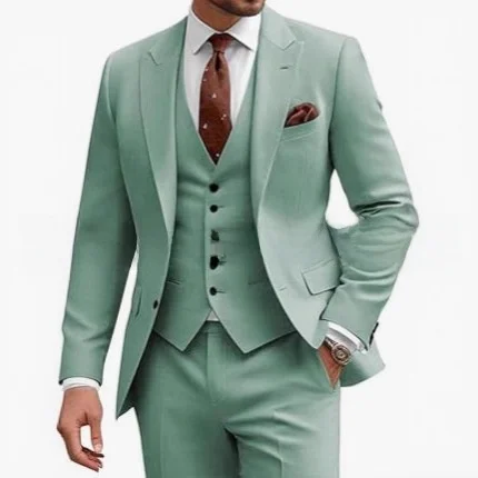 

Мужской повседневный деловой костюм-тройка для свадьбы, ультратонкий, из смесовой ткани, всесезонный, на пуговицах