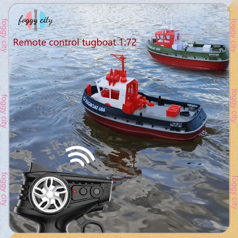 

Remote Control Tugboat 1:72 Electric Boat Water Toy Charging Electric Simulation Remote Control Cargo Ship Model Children's Toy