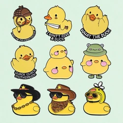Cute Yellow Duckling Enamel Pins Funny Cartoon Duck Animal Brooches Lapel Badge Party Backpack Accessories Gift for Kids Friends